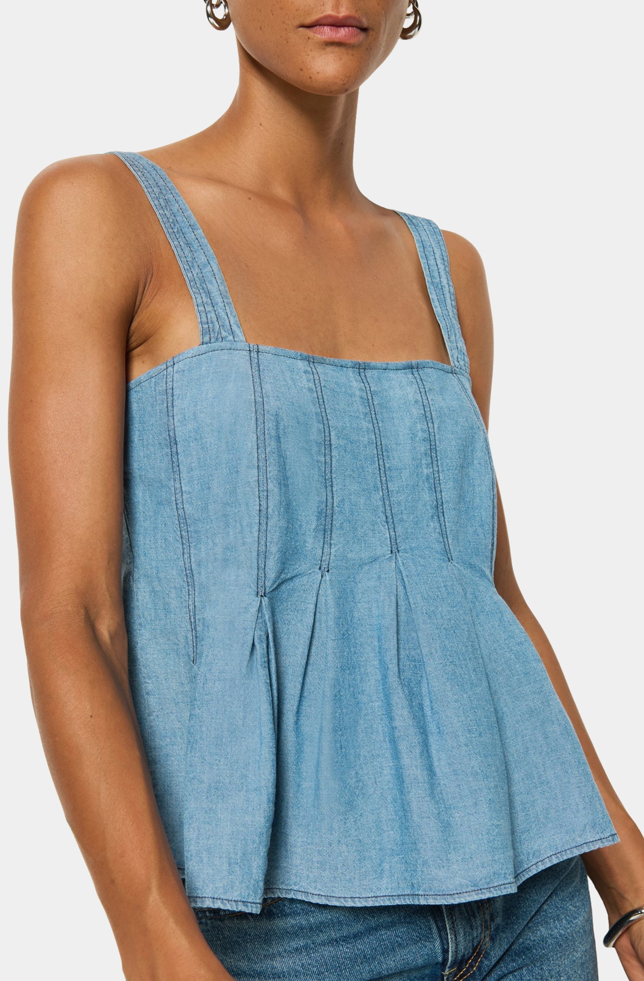 Dove Pleated Tank