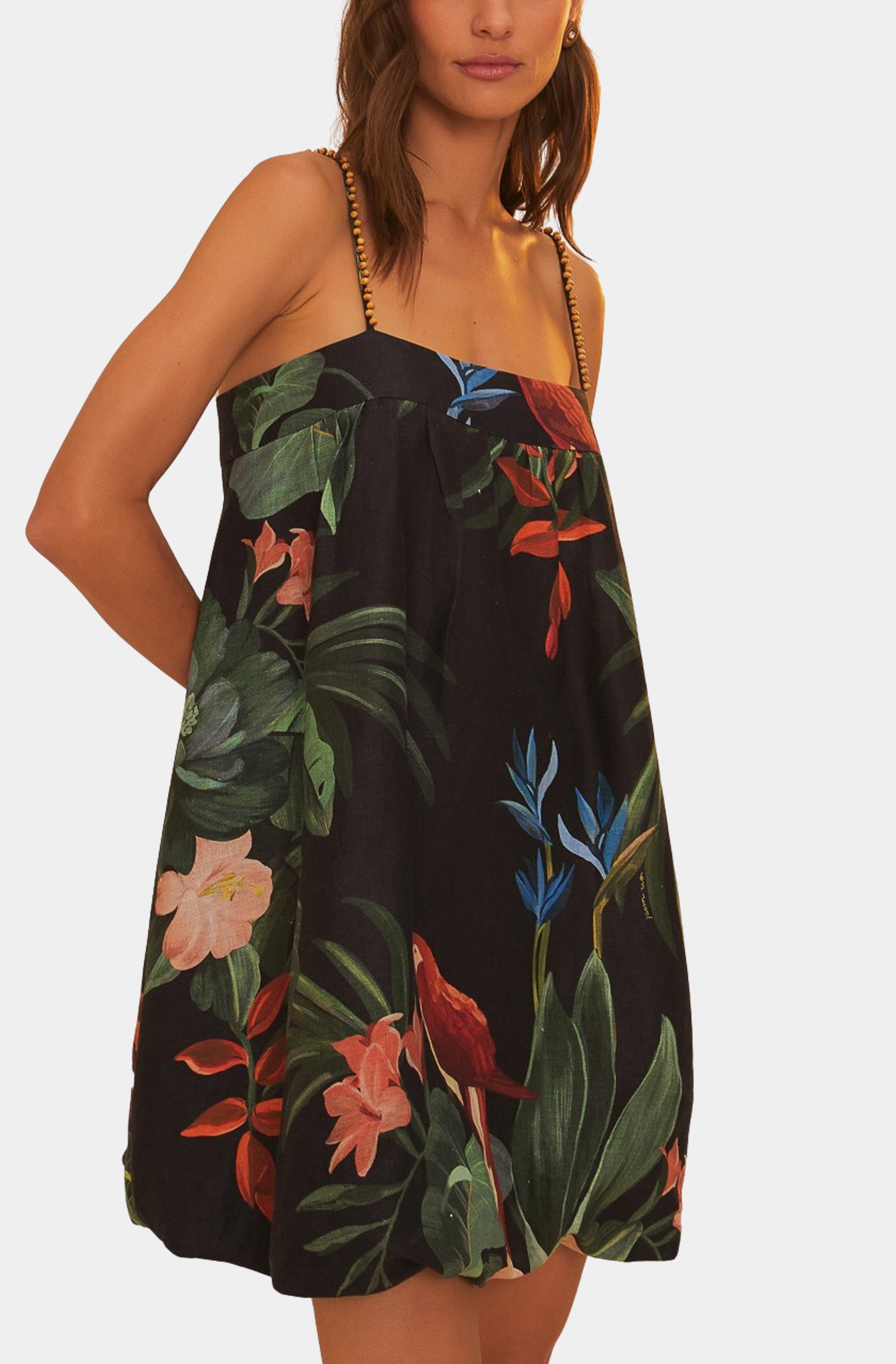 Midnight Macaw Fiesta Black Sleeveless Mini Dress