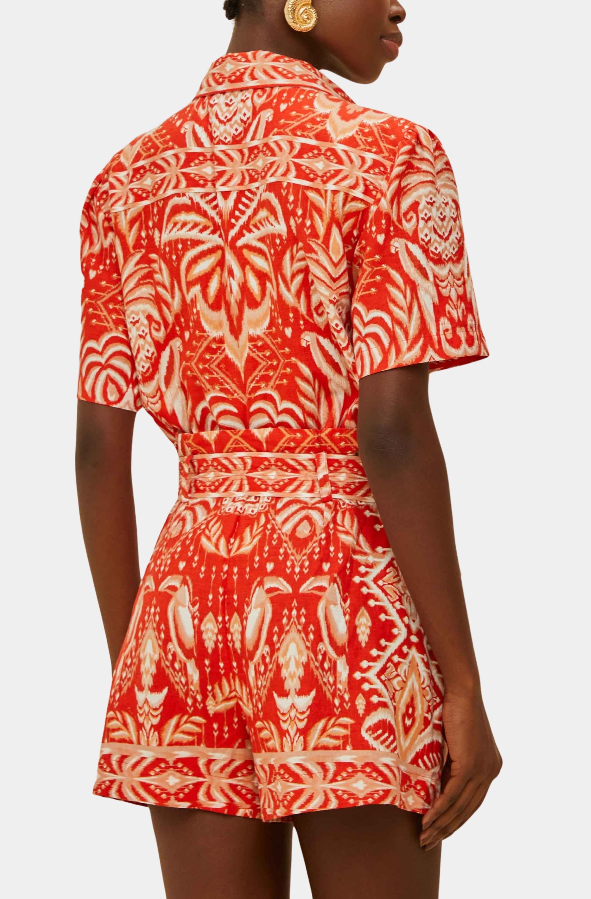 Tropical Tapestry Red Romper
