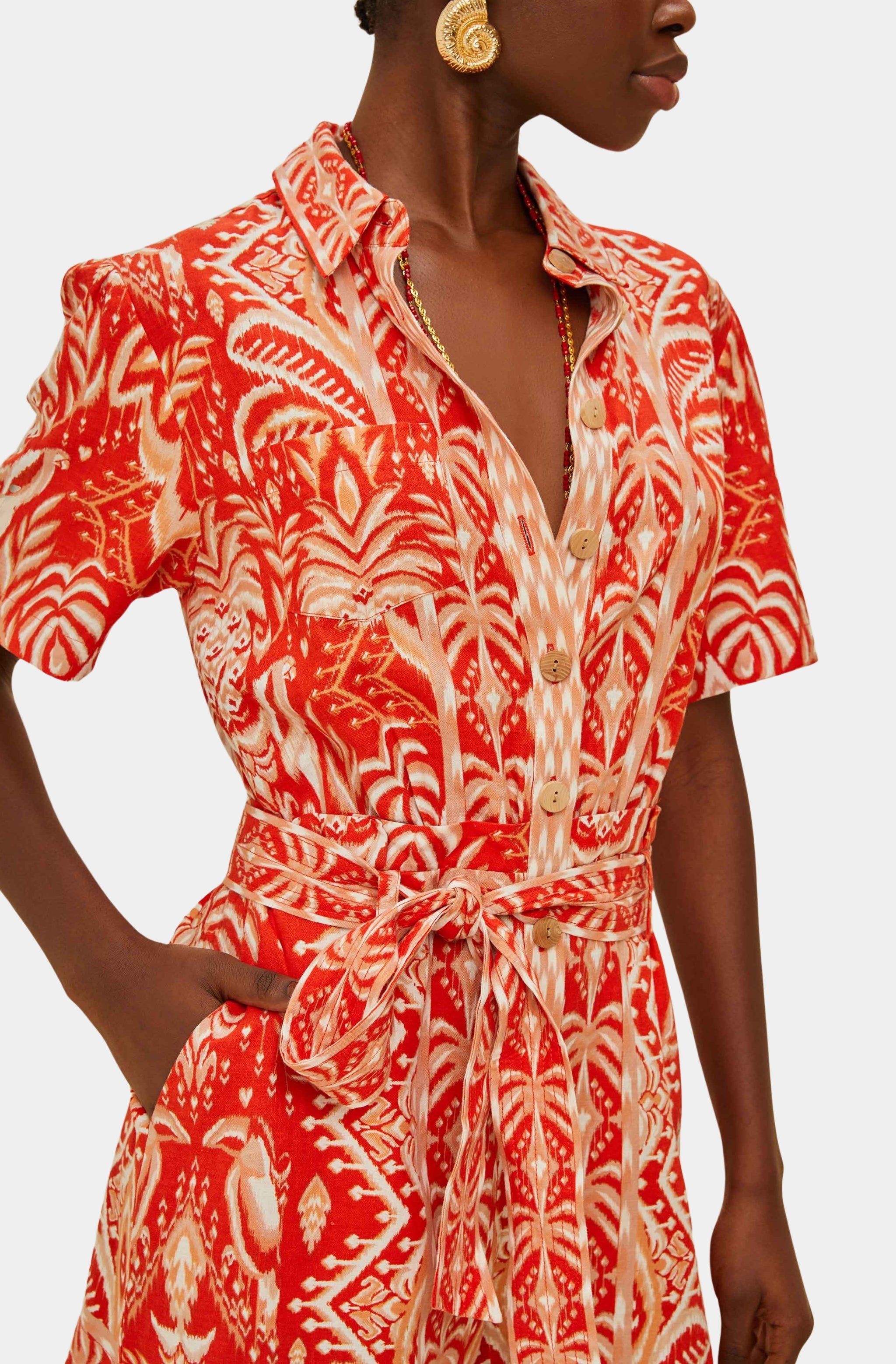 Tropical Tapestry Red Romper