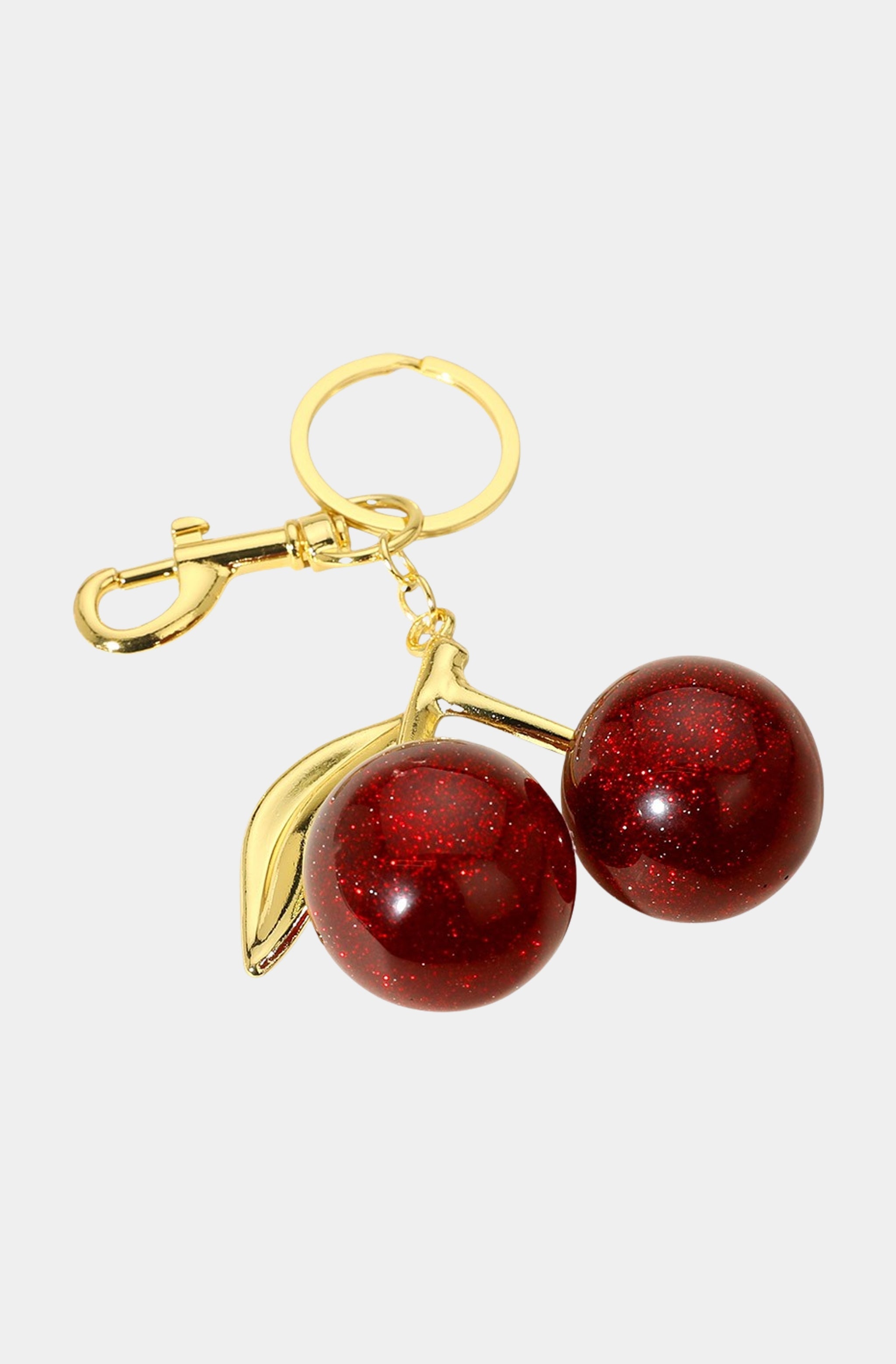 Glittered Cherry Keychain