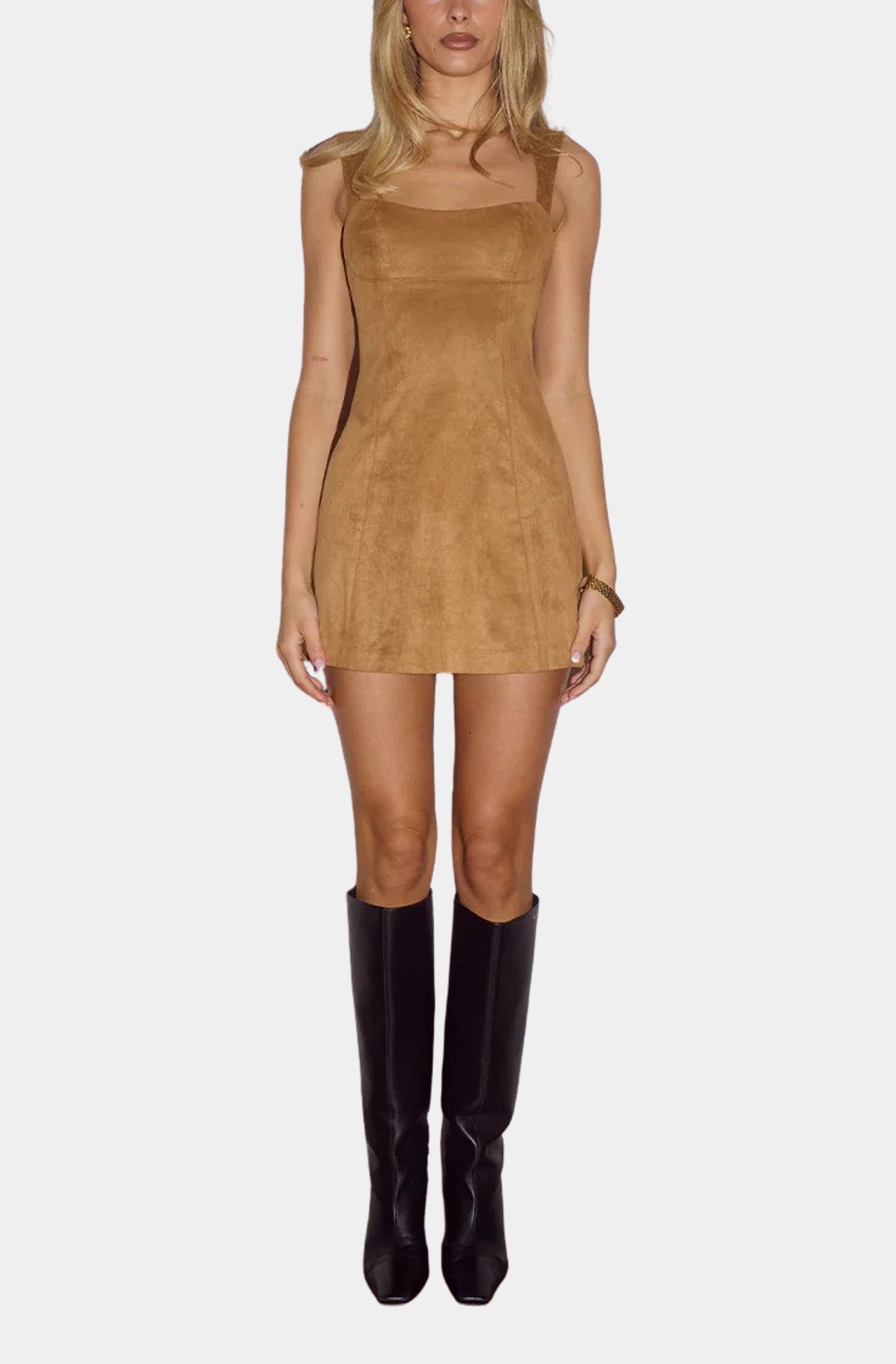 Zaela Square Neck Fitted Mini Dress