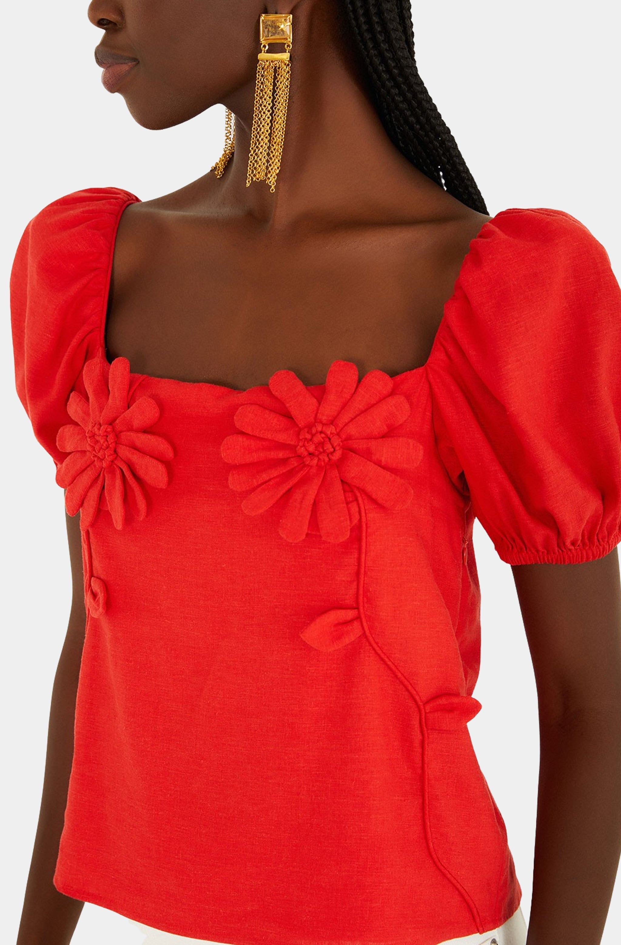 Red Short Sleeve Blouse