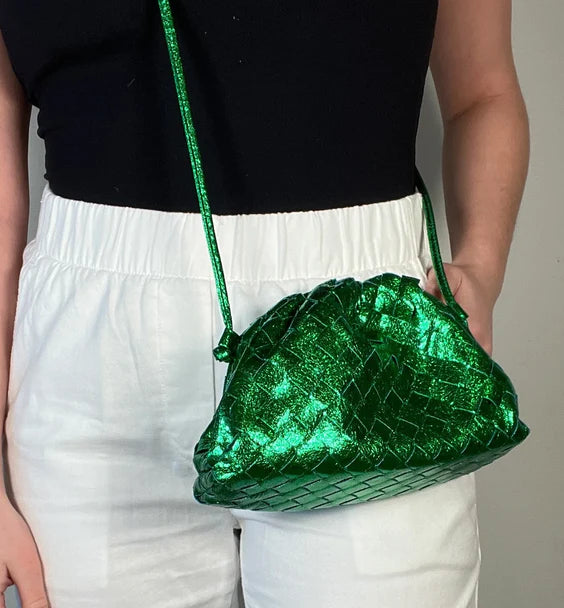 Woven Metallic Cloud Clutch