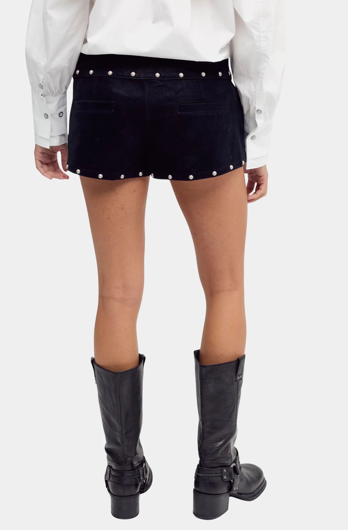 Low Rider Studded Suede Wrap Skort